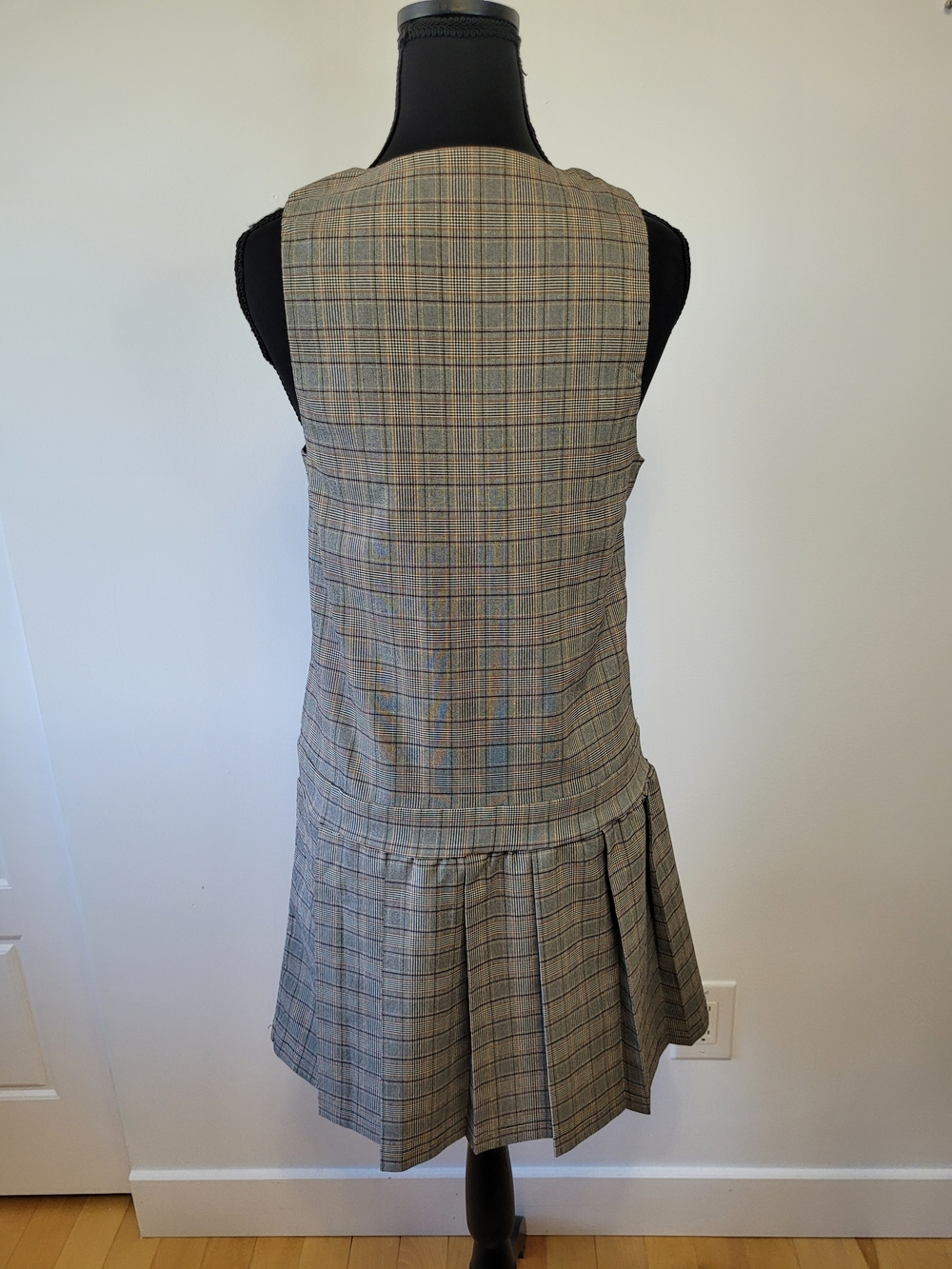 π 233 - Monteau Plaid V-Neck Sleeveless Drop-Waist Dress, Plaid, Medium, EUC - Picture 6 of 11
